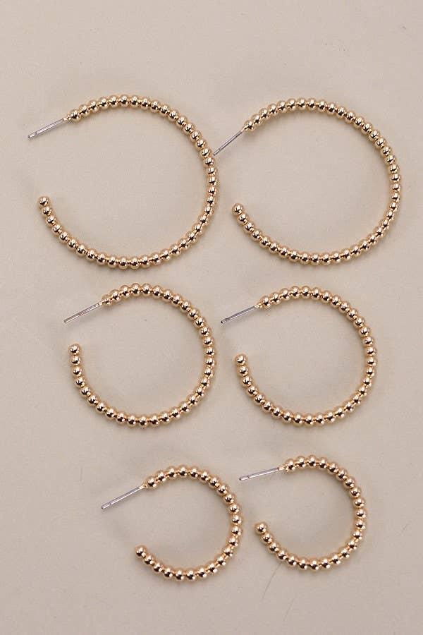 ARETES DE ARO Y BOLITA EN TRES TAMAÑOS