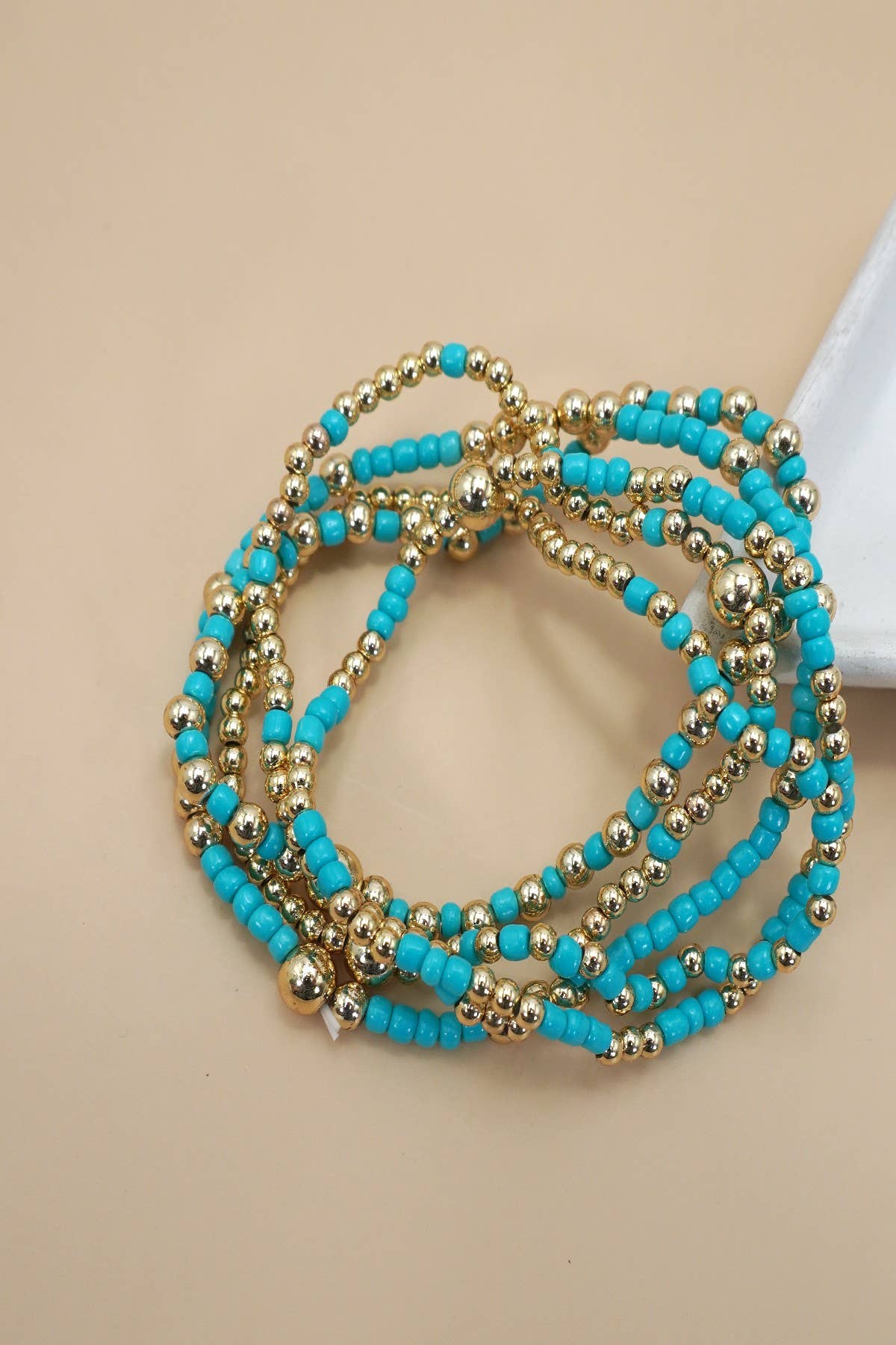 Wall to Wall by Josslyn MULTI LAYER BALL CHAIN BEADED BRACELET | OFF WHITE