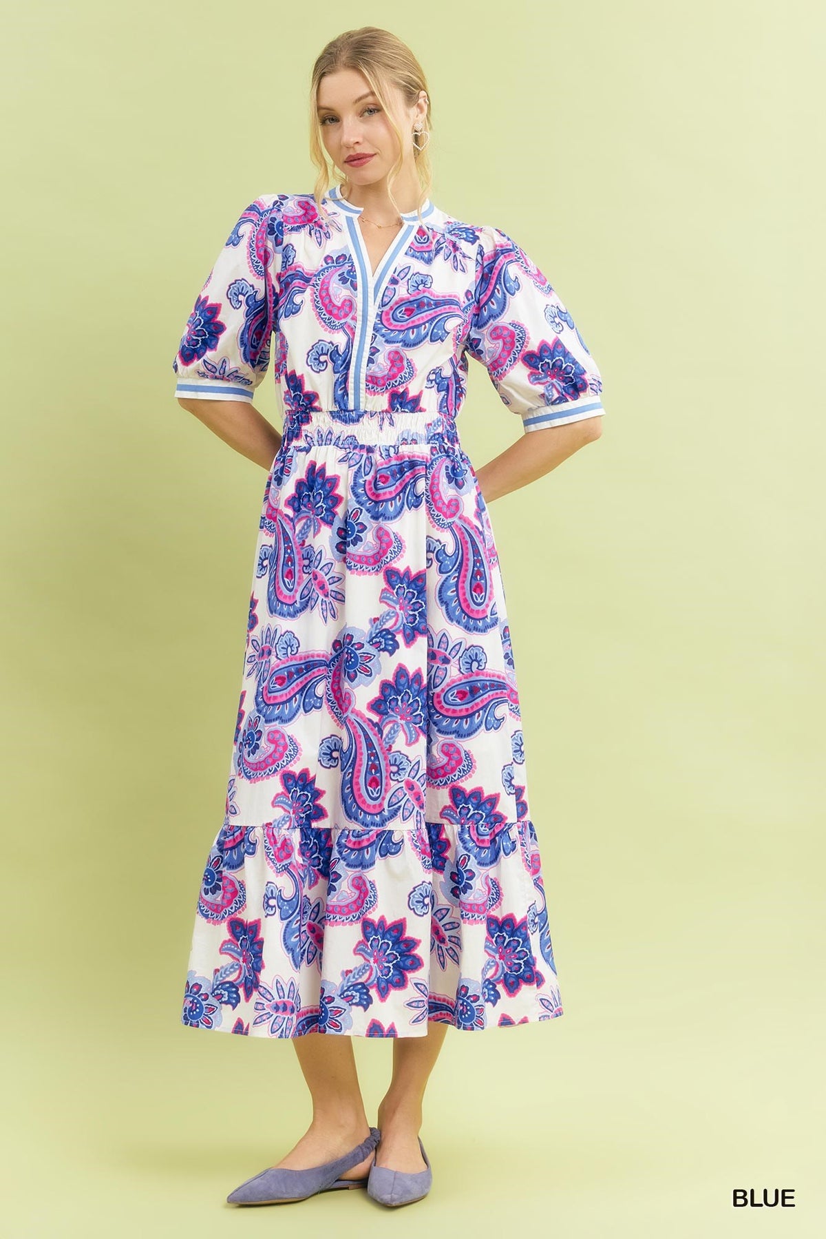 Umgee Paisley Smocked Waist Maxi Dress