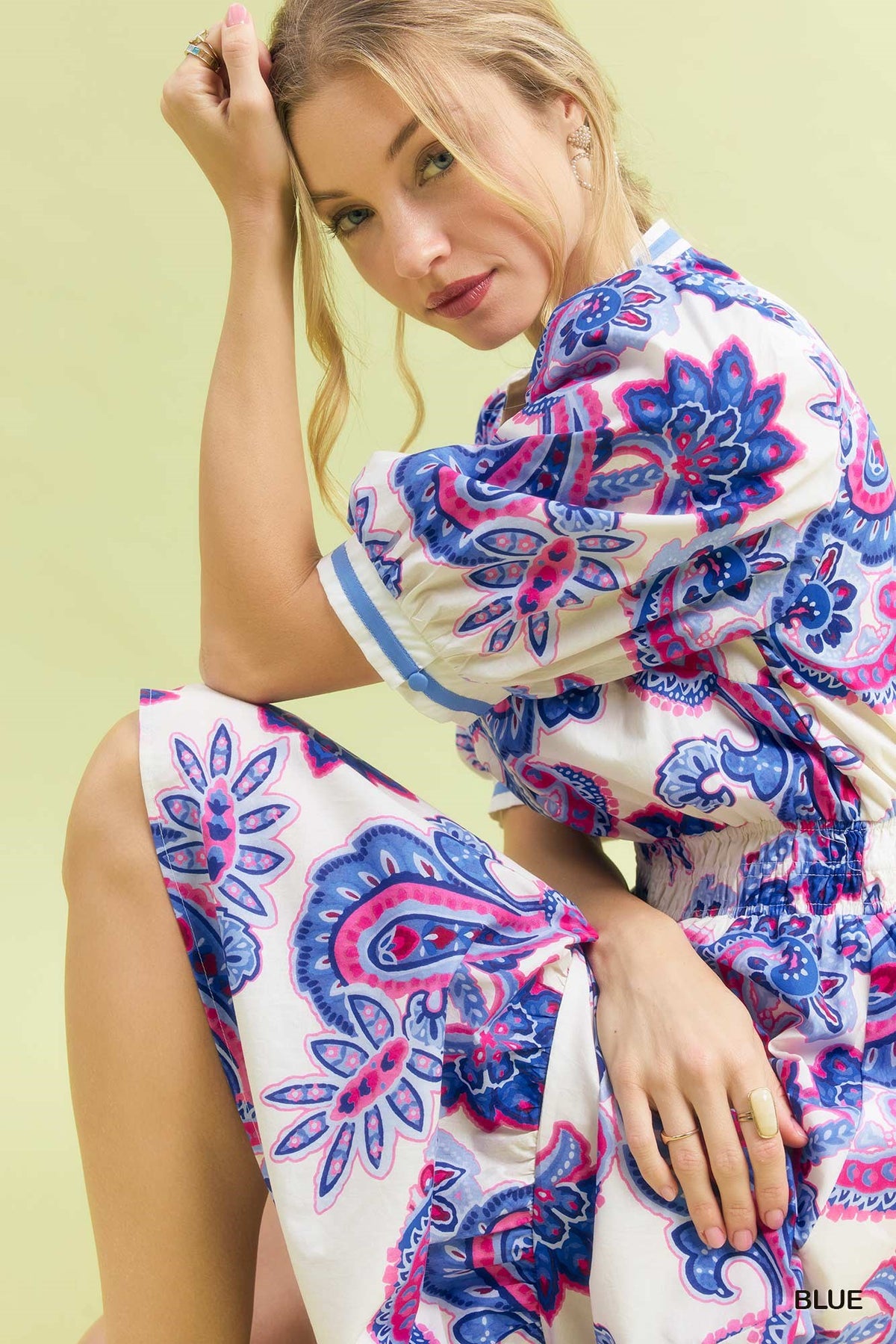 Umgee Paisley Smocked Waist Maxi Dress