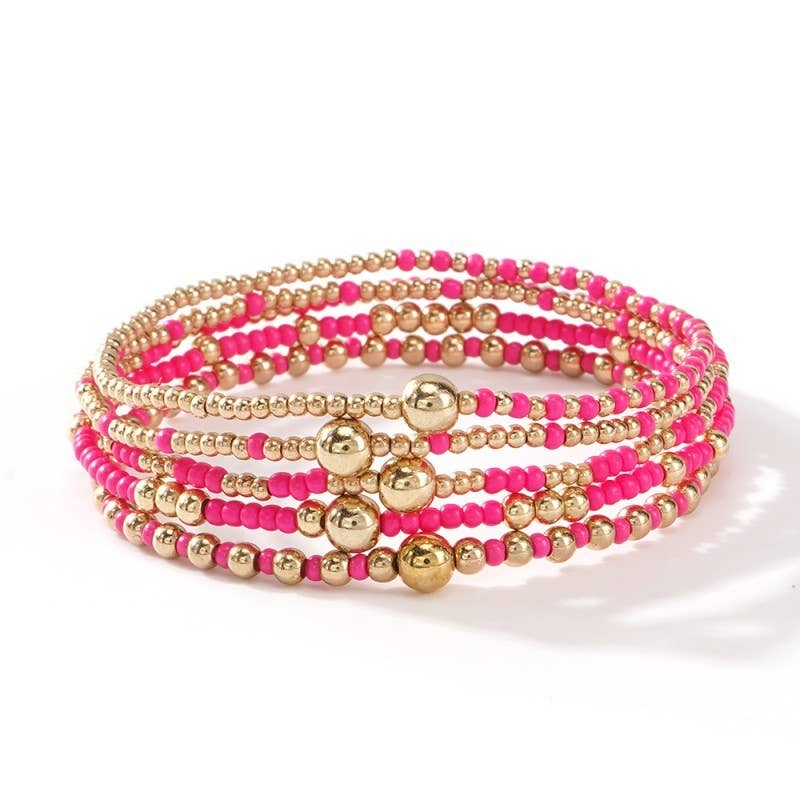 Wall to Wall by Josslyn MULTI LAYER BALL CHAIN BEADED BRACELET | OFF WHITE