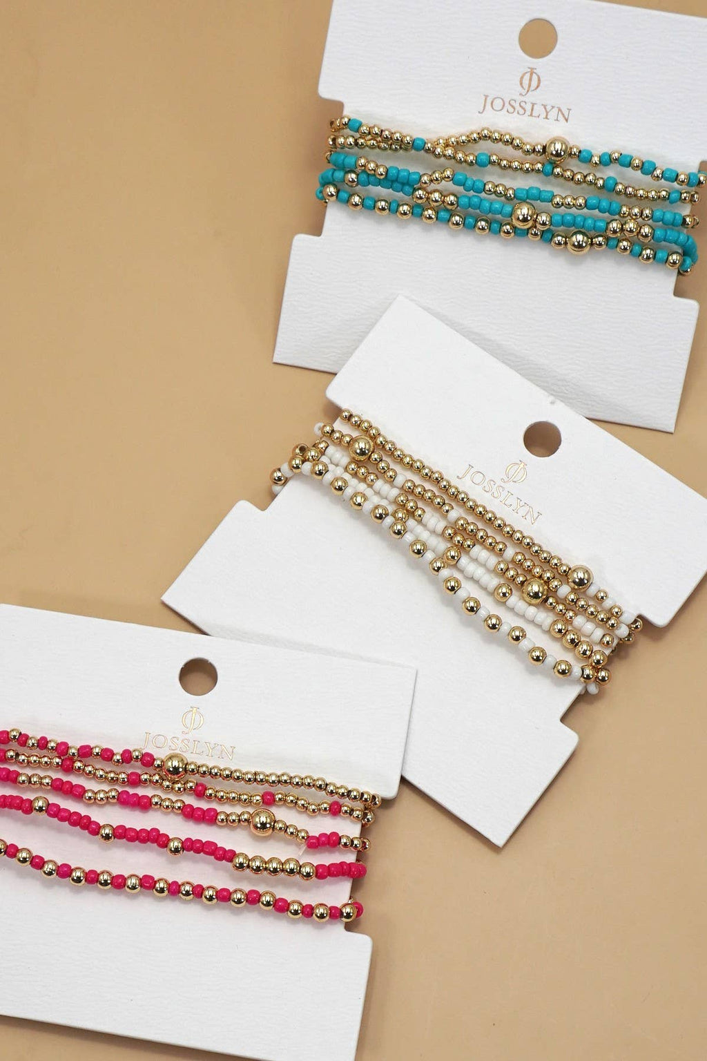 Wall to Wall by Josslyn MULTI LAYER BALL CHAIN BEADED BRACELET | OFF WHITE