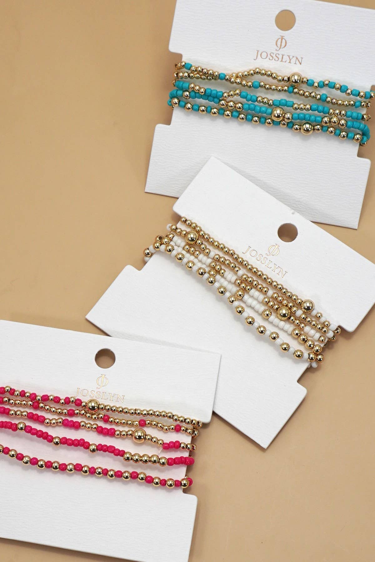 Wall to Wall by Josslyn MULTI LAYER BALL CHAIN BEADED BRACELET | OFF WHITE