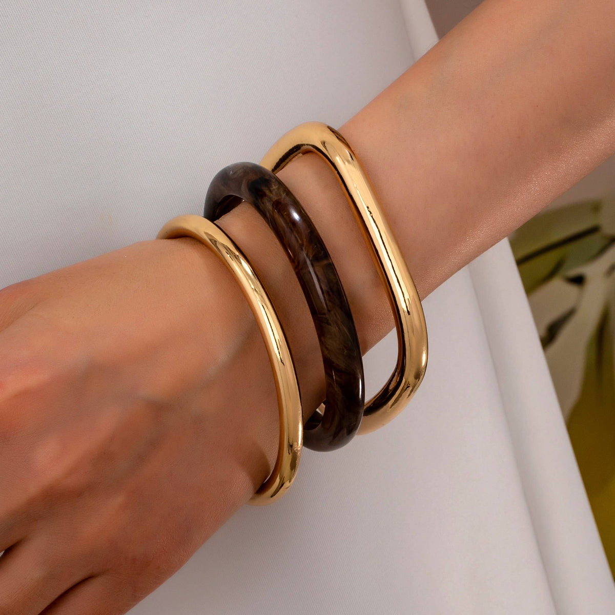 Wall to Wall by Josslyn Tort & Gold Bangle Trio Bangle Set