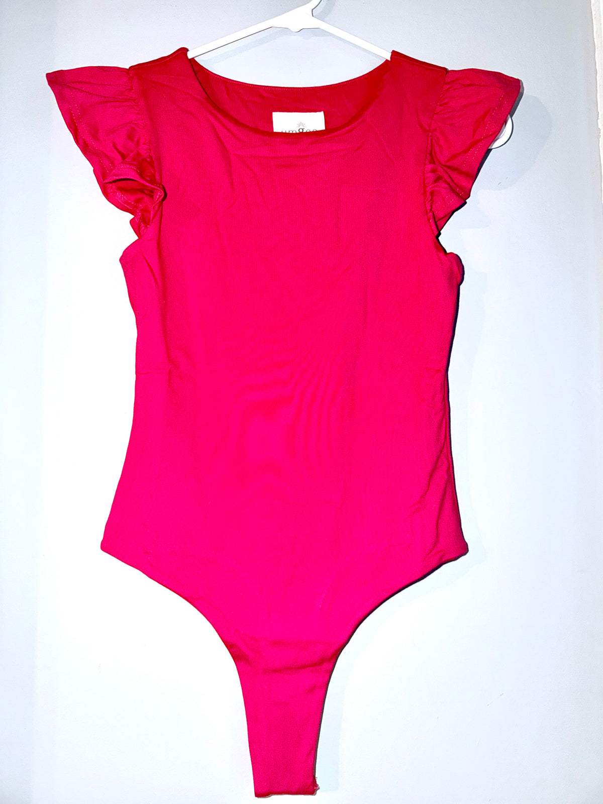 UMGEE- Ruffle Sleeve Body Suit-Hot Pink