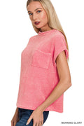 Zenana CHENILLE WAFFLE SHORT SLEEVE SWEATER