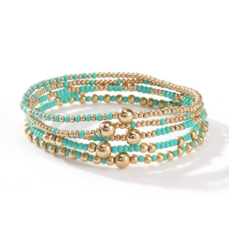 Wall to Wall by Josslyn MULTI LAYER BALL CHAIN BEADED BRACELET | TURQ