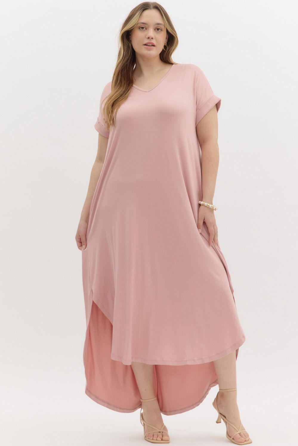 Entro Jersey Knit Maxi Dress- Dusty Rose