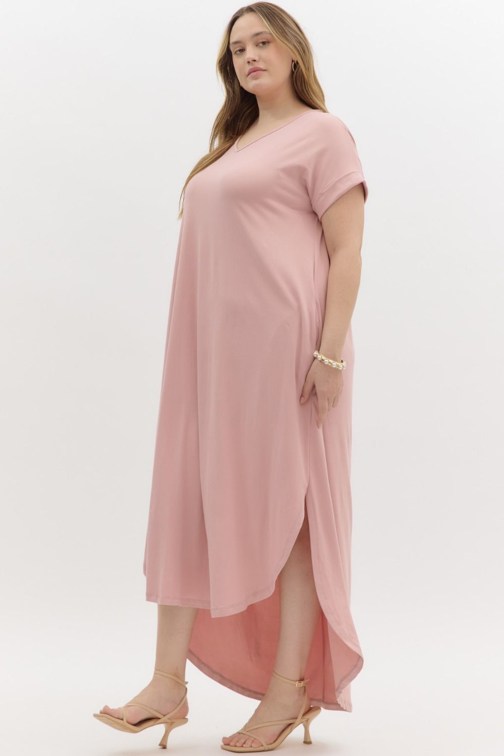 Entro Jersey Knit Maxi Dress- Dusty Rose
