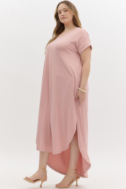 Entro Jersey Knit Maxi Dress- Dusty Rose