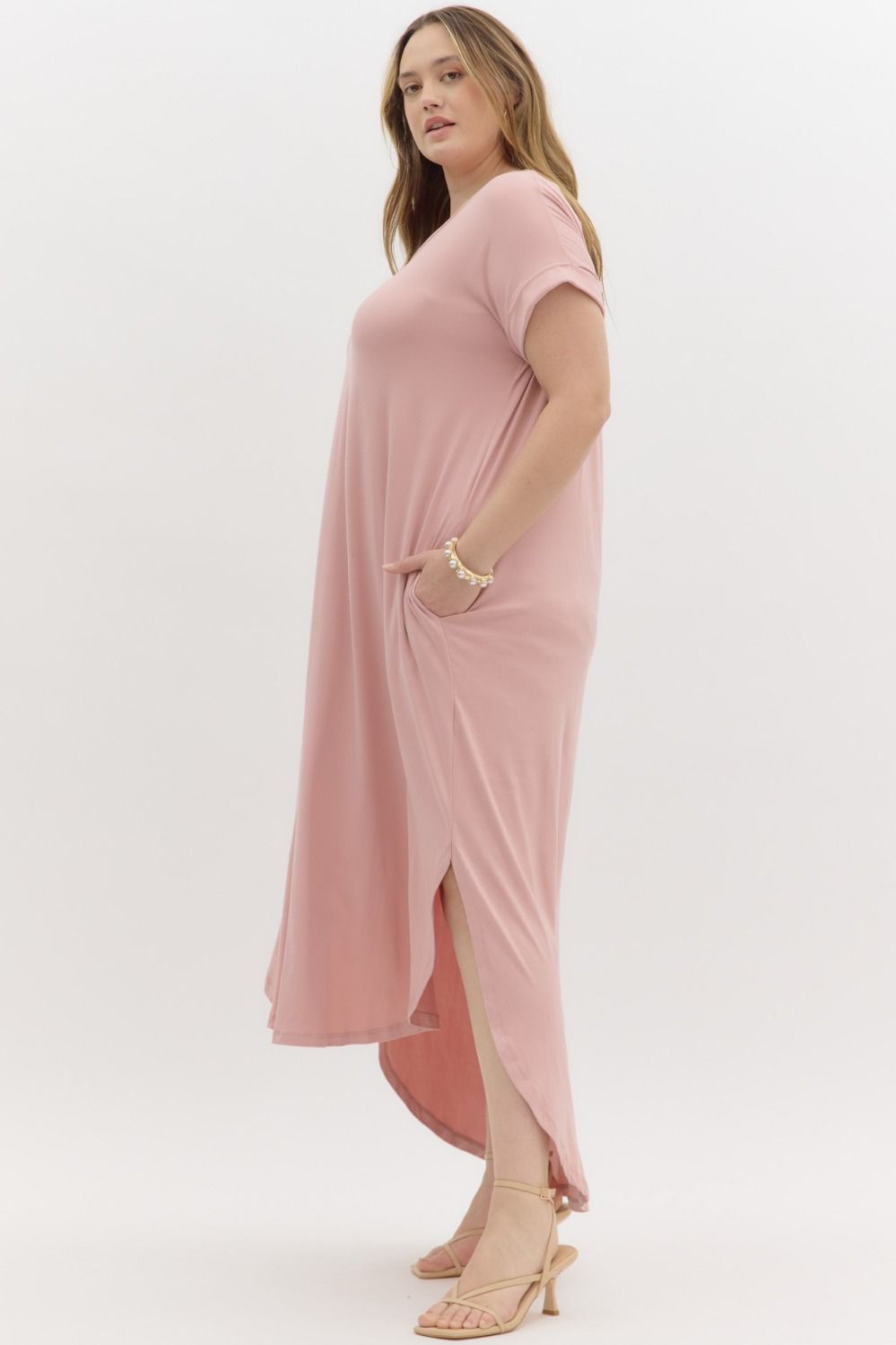 Entro Jersey Knit Maxi Dress- Dusty Rose