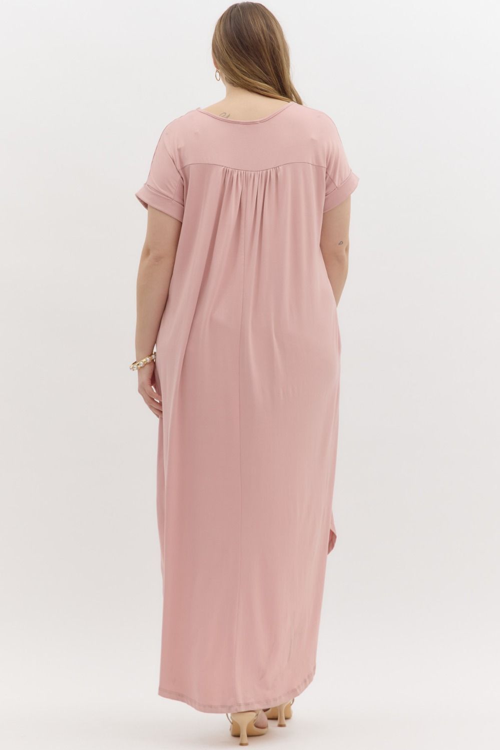 Entro Jersey Knit Maxi Dress- Dusty Rose