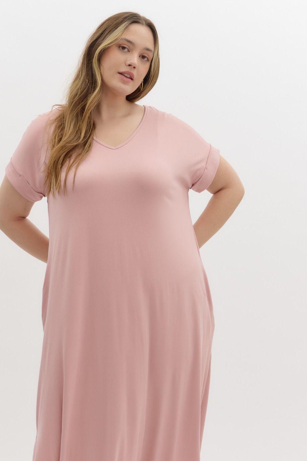Entro Jersey Knit Maxi Dress- Dusty Rose