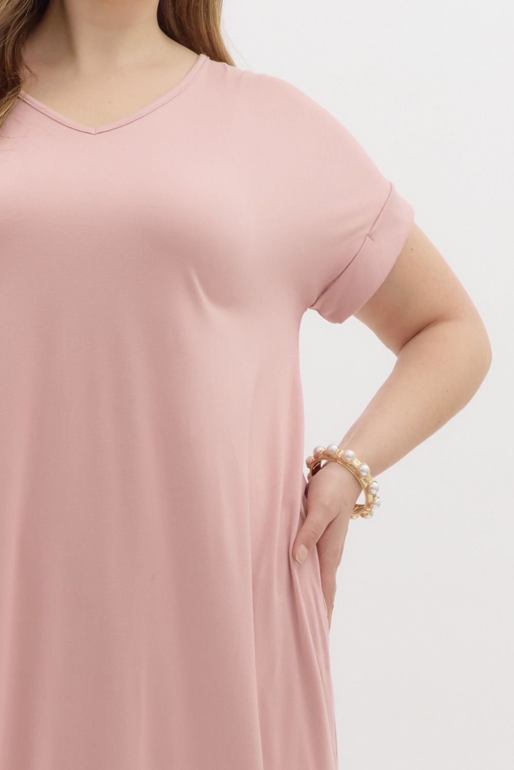 Entro Jersey Knit Maxi Dress- Dusty Rose