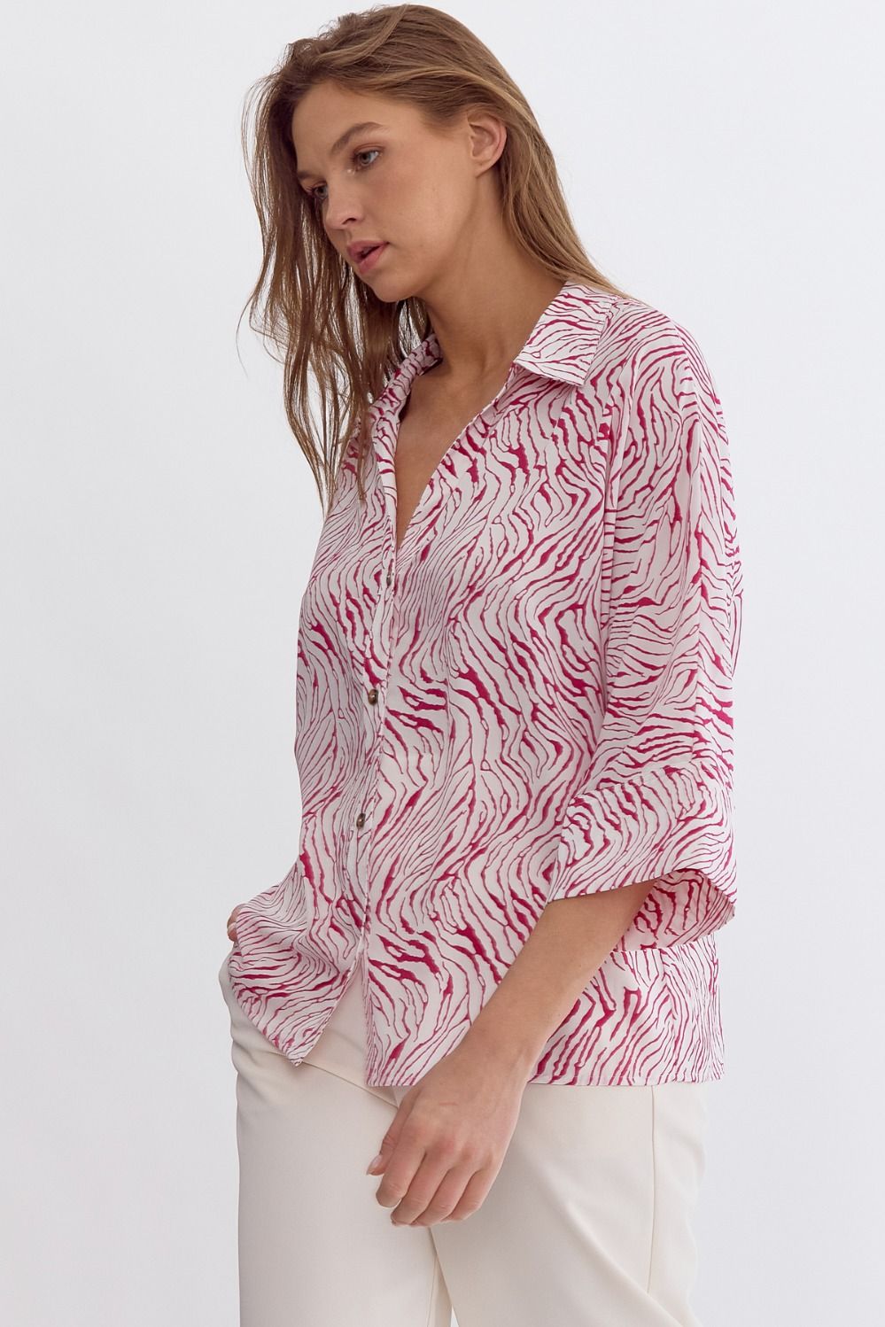 ENTRO Pink & White Blouse