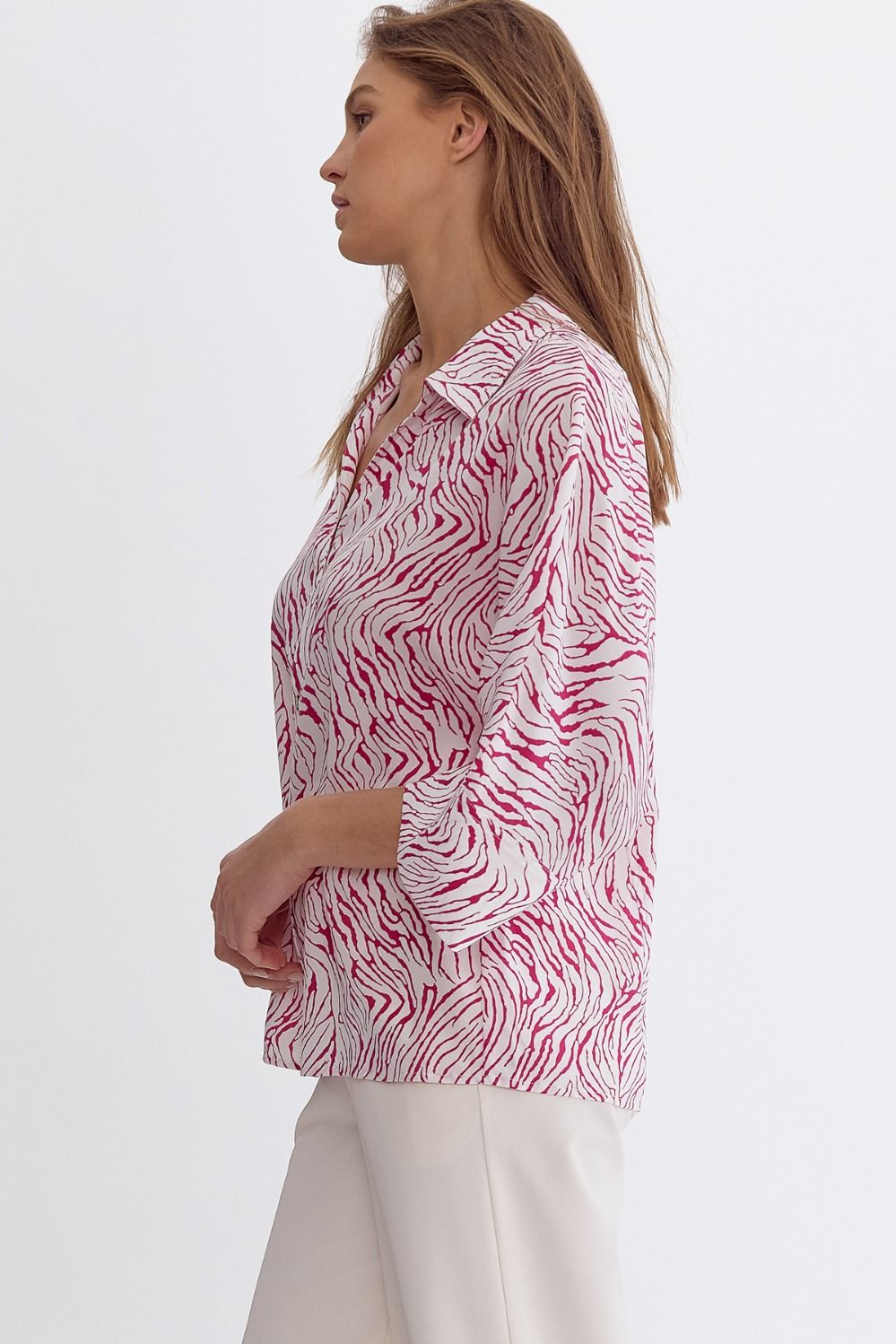 ENTRO Pink & White Blouse