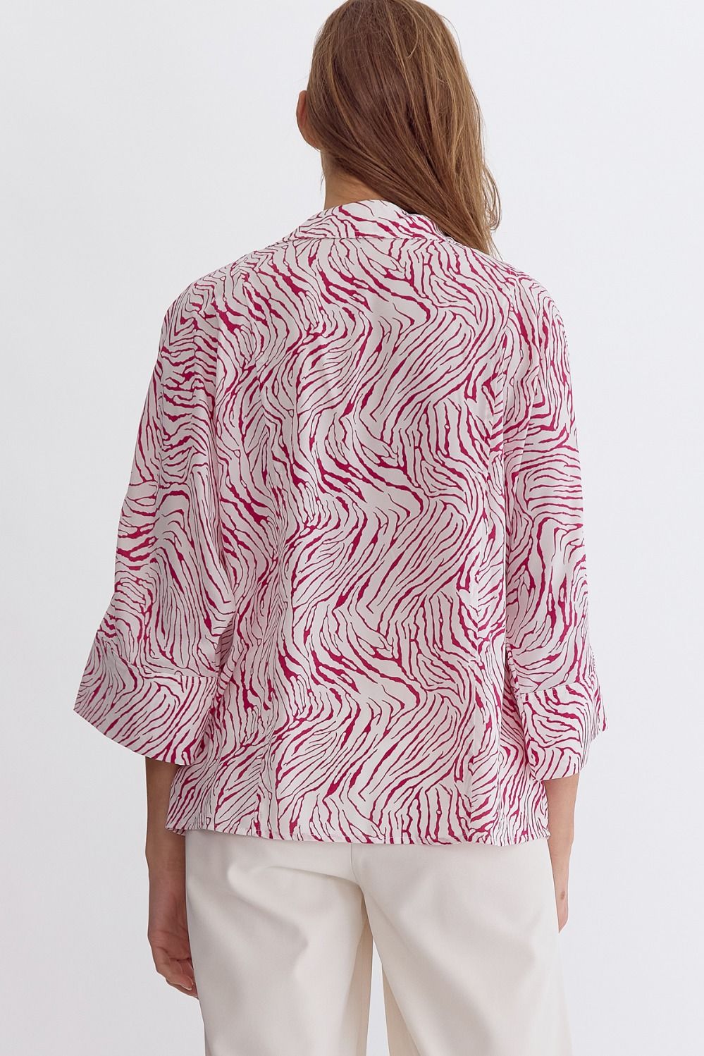 ENTRO Pink & White Blouse