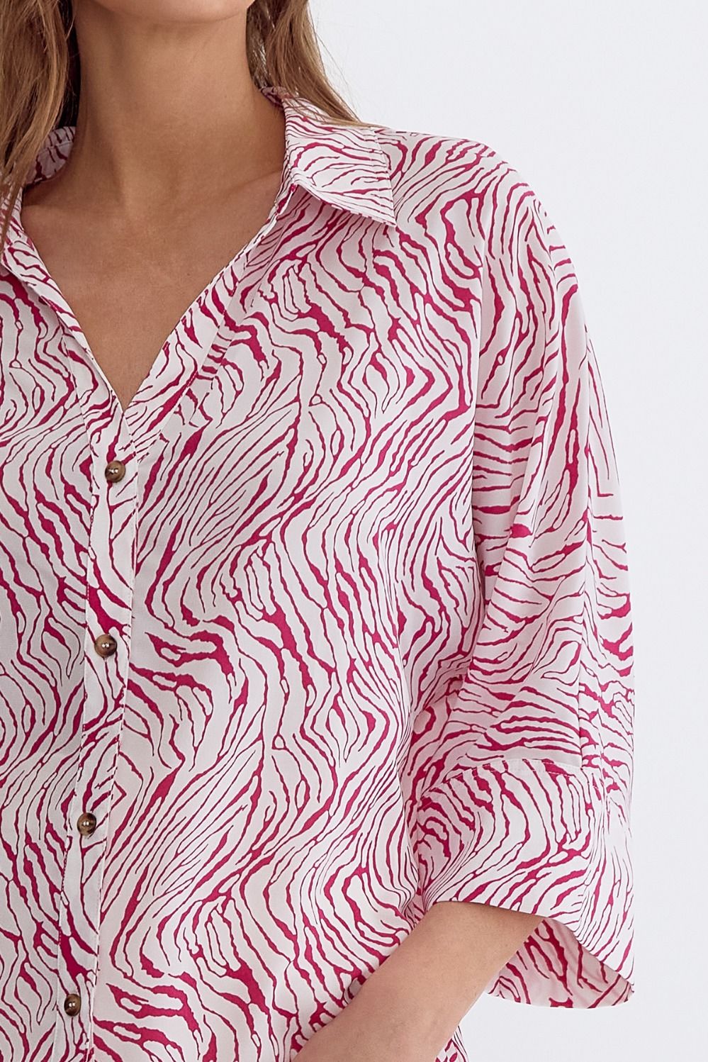 ENTRO Pink & White Blouse